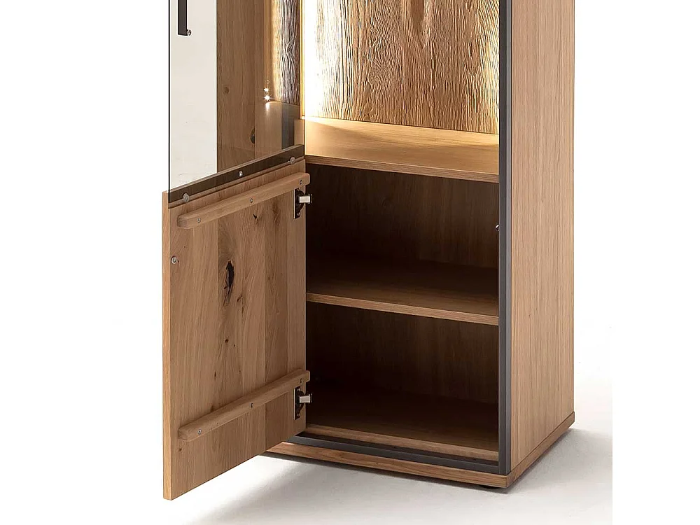 Wohnzimmer Vitrinenschrank in Asteiche Bianco furniert 60 cm breit