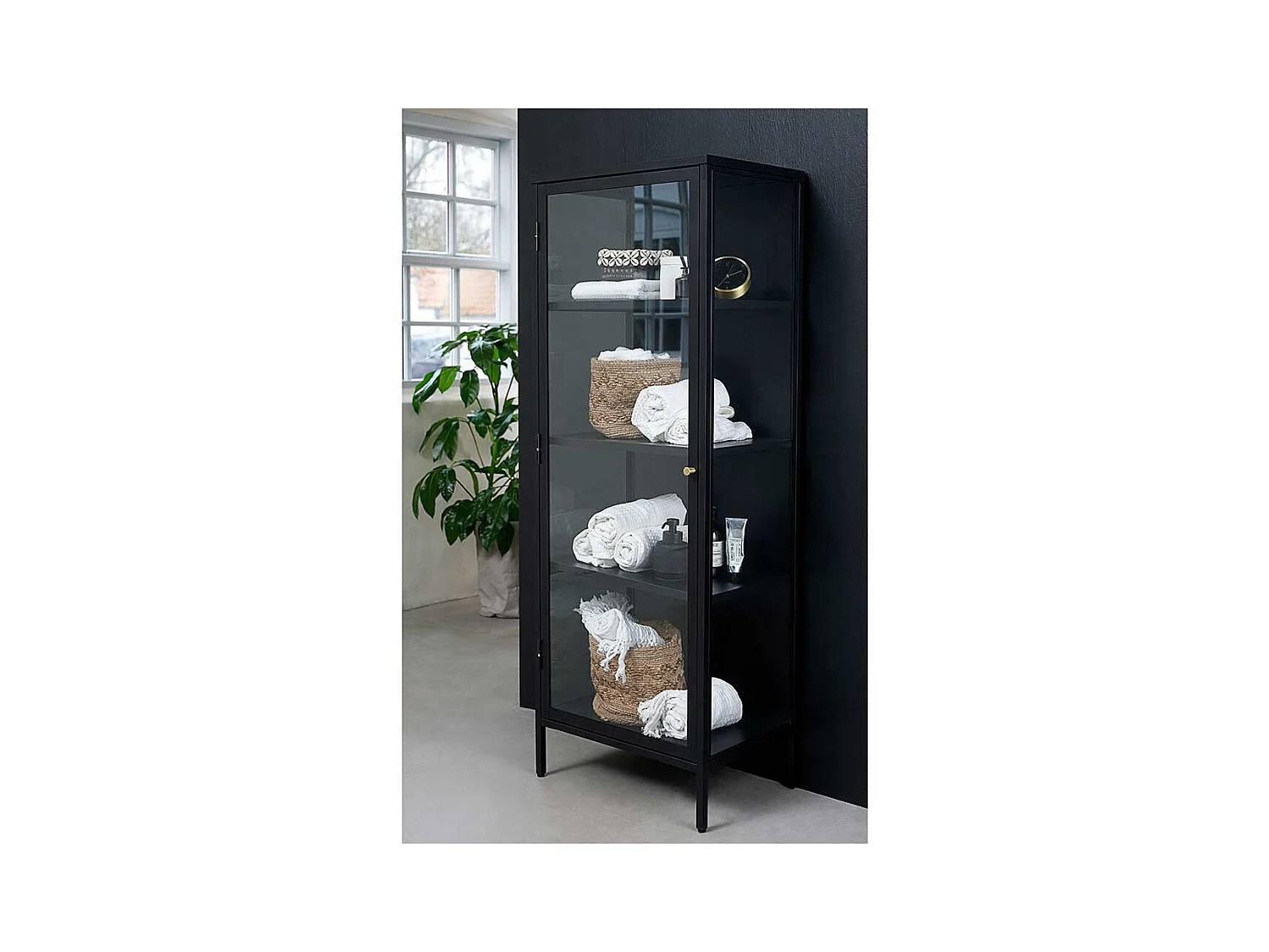 Esszimmer Vitrine aus Metall in Schwarz 1 türig