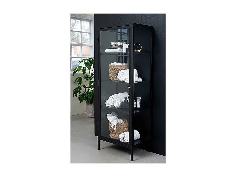 Esszimmer Vitrine aus Metall in Schwarz 1 türig