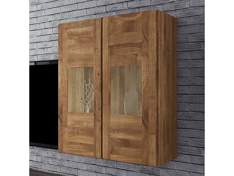 Massivholz Vitrine aus Wildeiche hängend