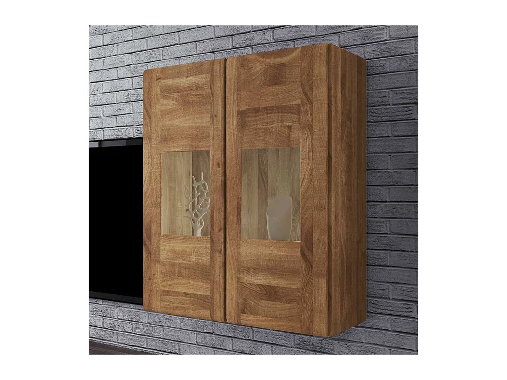 Massivholz Vitrine aus Wildeiche hängend