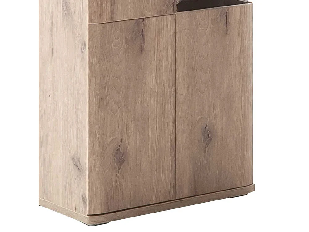 Vitrine seitlich mit Glas in Wildeichefarben 200 cm hoch