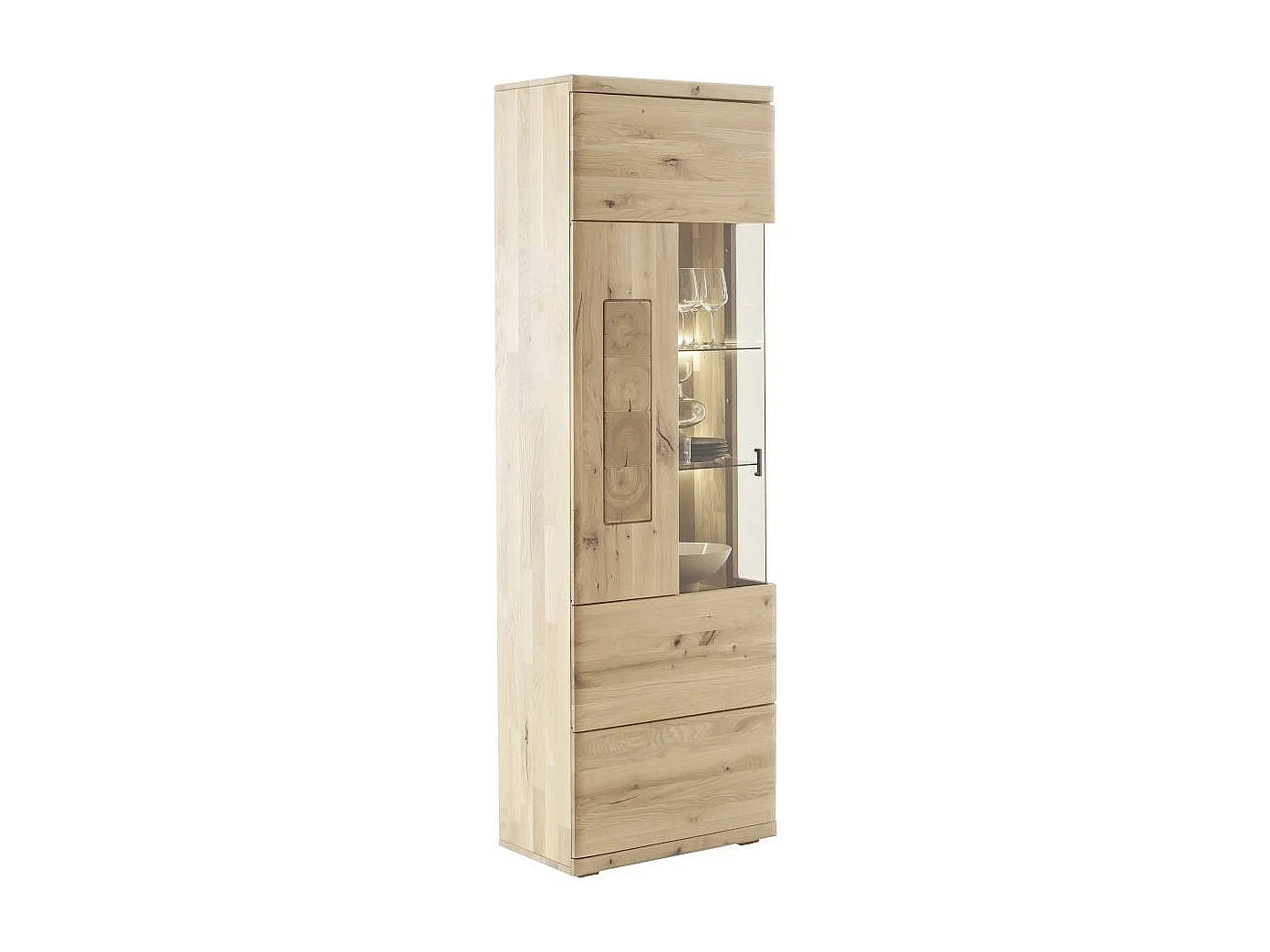 Vitrinenschrank Vitrine aus Asteiche Massivholz in modernem Design