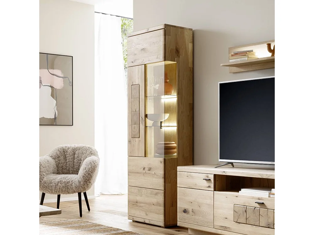 Vitrinenschrank Vitrine aus Asteiche Massivholz in modernem Design