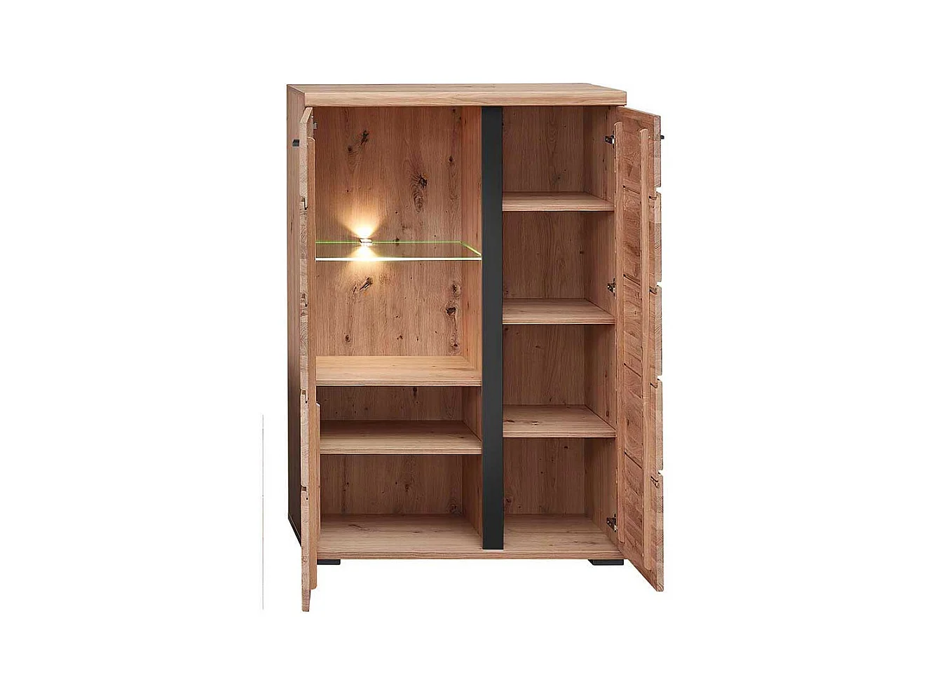 Kleine Schrank Vitrine in Eschefarben Wildeichefarben