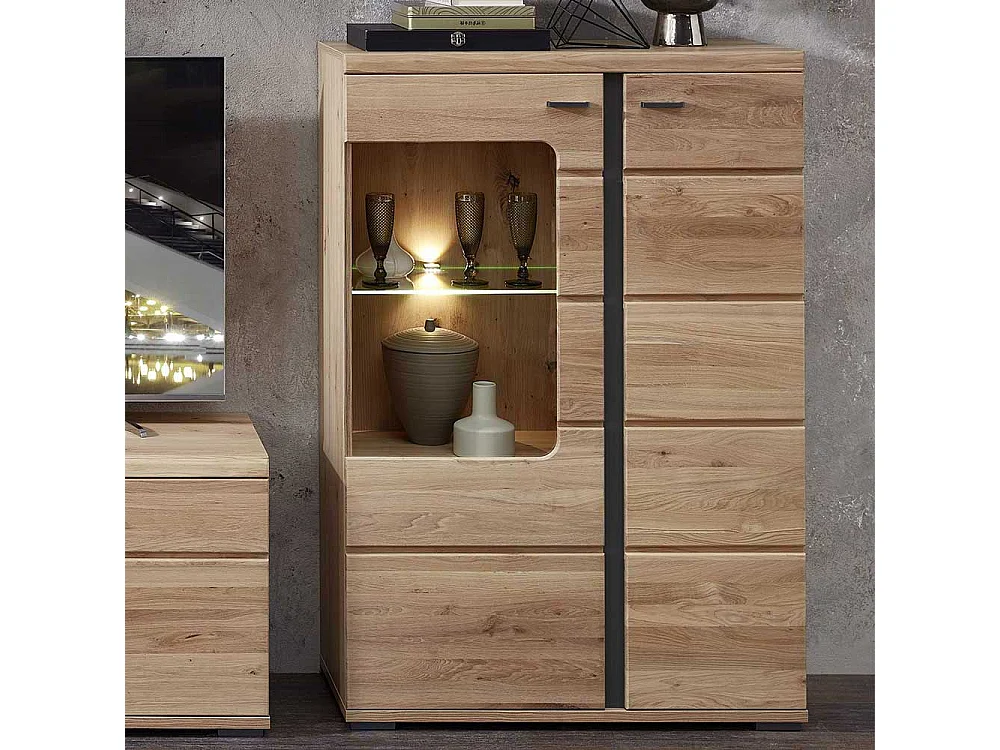 Kleine Schrank Vitrine in Eschefarben Wildeichefarben