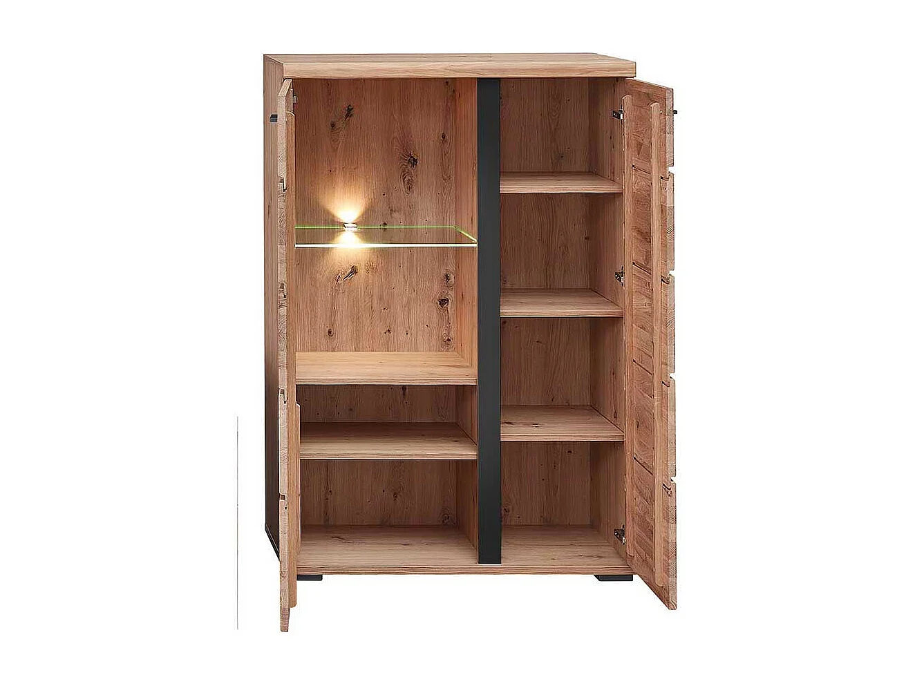 Kleine Schrank Vitrine in Eschefarben Wildeichefarben