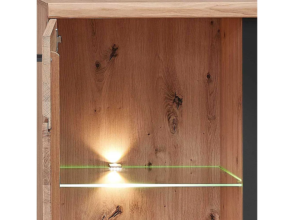 Kleine Schrank Vitrine in Eschefarben Wildeichefarben