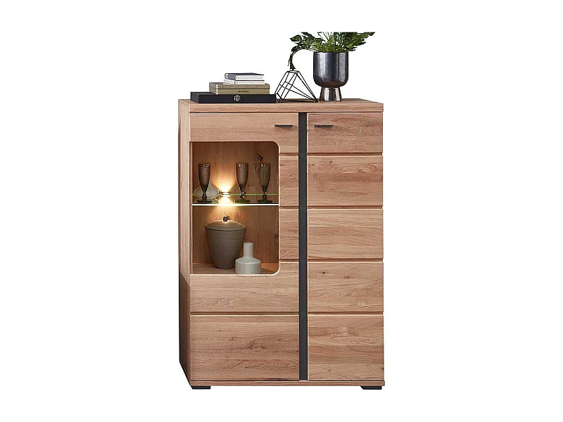 Kleine Schrank Vitrine in Eschefarben Wildeichefarben