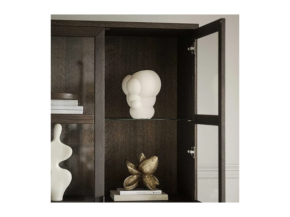 Vitrine Standvitrine mit Glastüren in Holz Braun