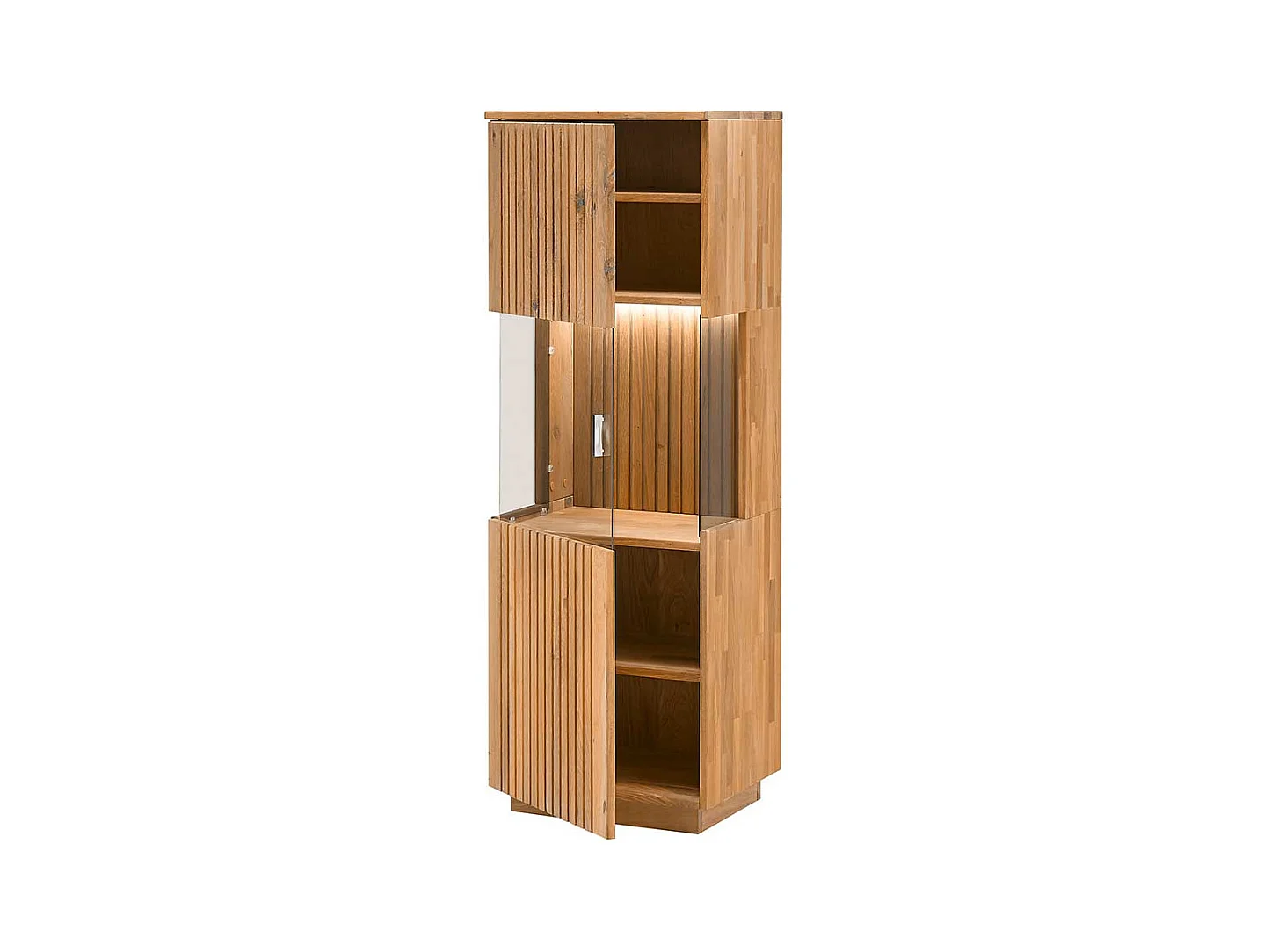 Esszimmer Vitrinenschrank aus Wildeiche Massivholz LED Beleuchtung