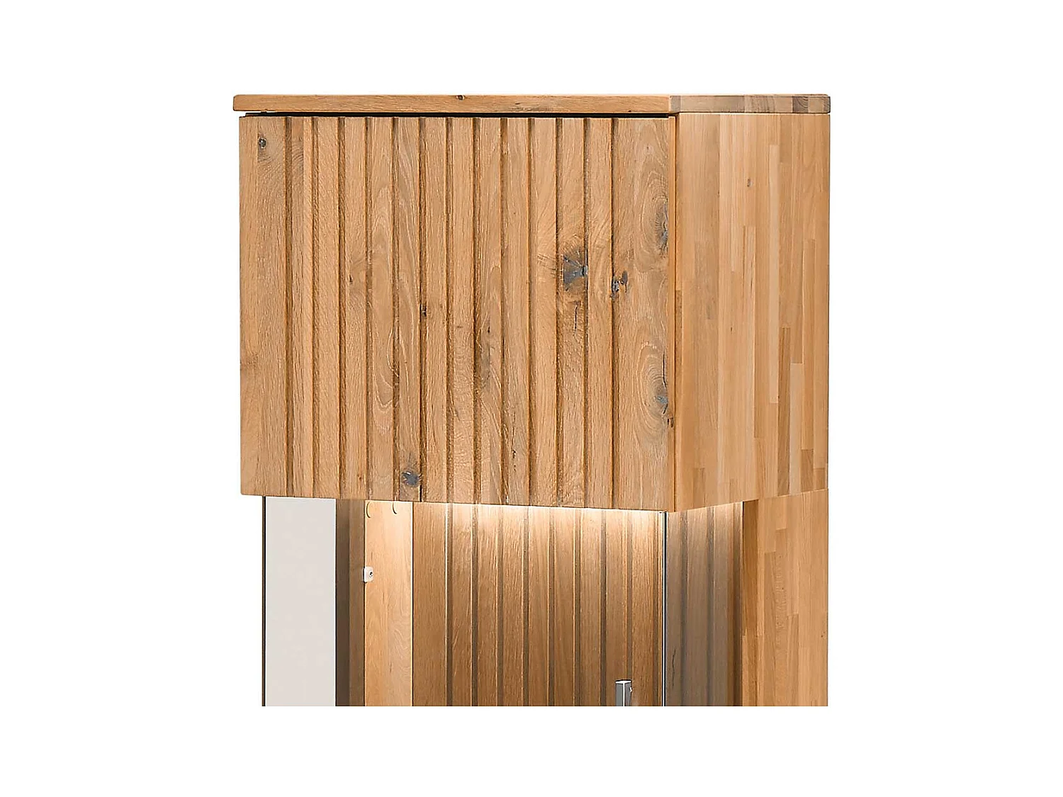 Esszimmer Vitrinenschrank aus Wildeiche Massivholz LED Beleuchtung