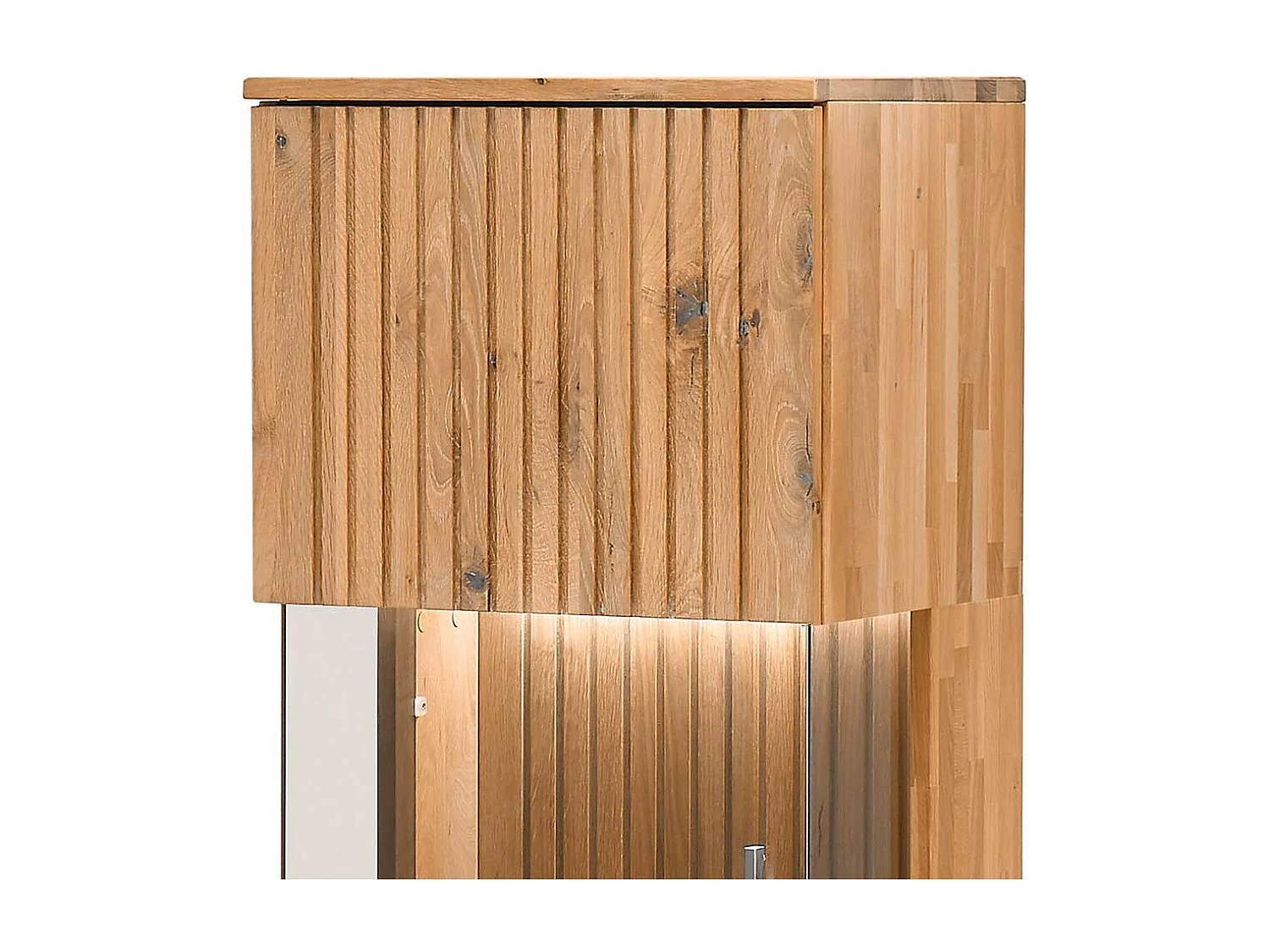 Esszimmer Vitrinenschrank aus Wildeiche Massivholz LED Beleuchtung