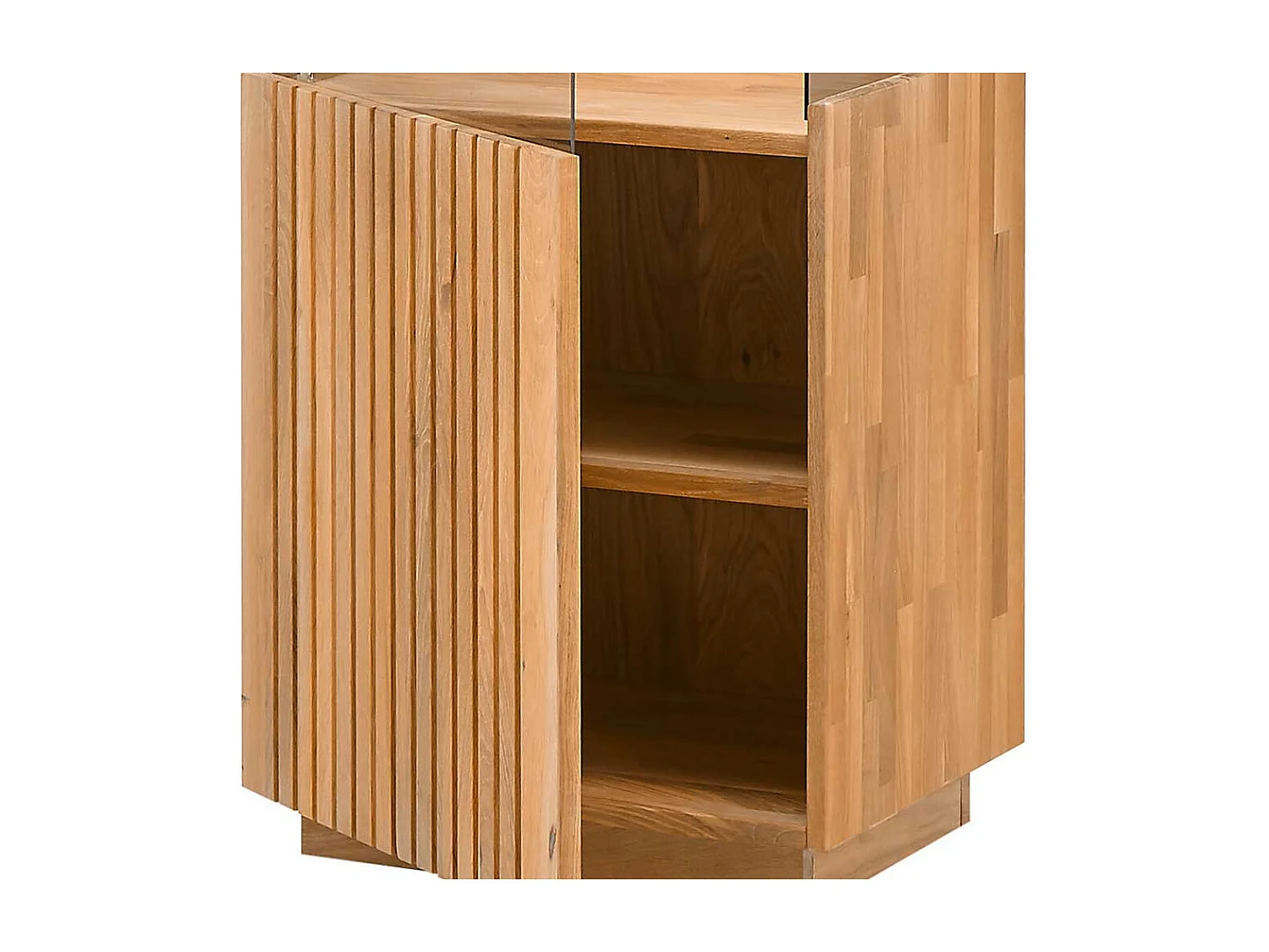 Esszimmer Vitrinenschrank aus Wildeiche Massivholz LED Beleuchtung