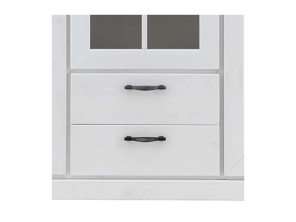 Esszimmer Vitrinenschrank in Weiß und Kieferfarben Soft Close