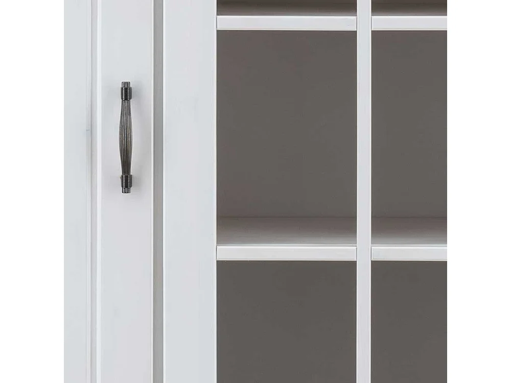 Esszimmer Vitrinenschrank in Weiß und Kieferfarben Soft Close