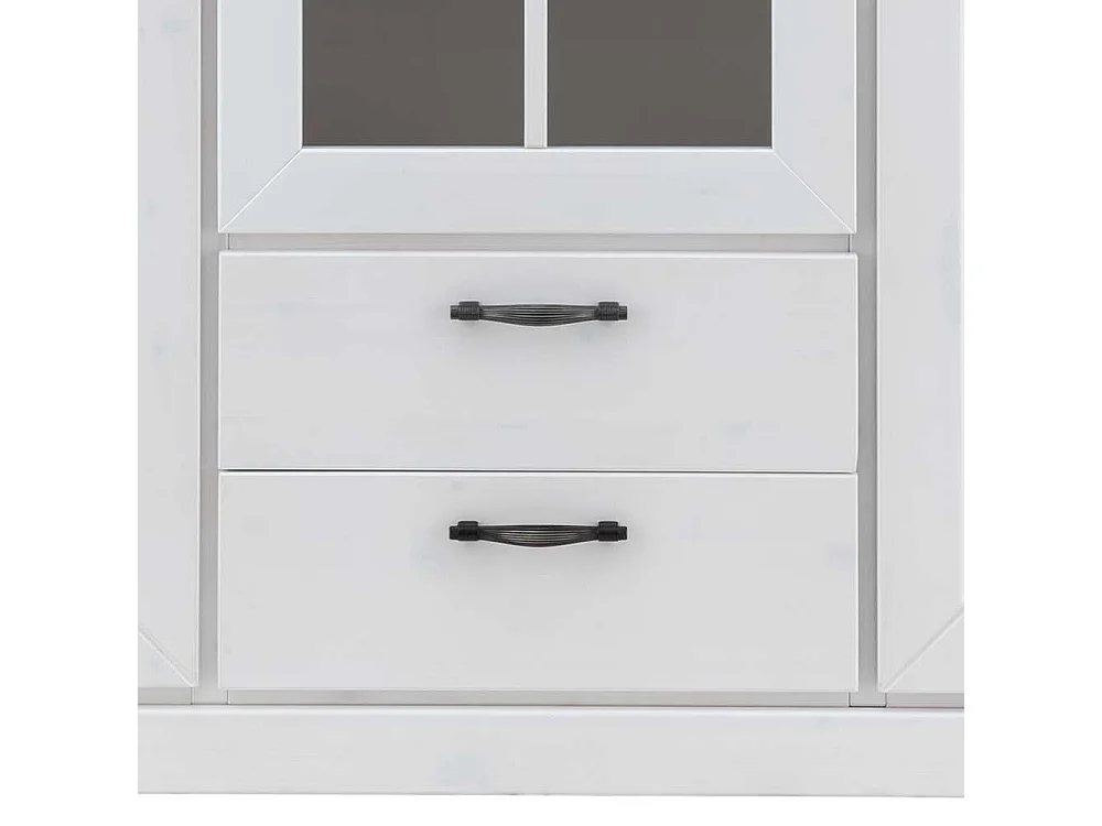 Esszimmer Vitrinenschrank in Weiß und Kieferfarben Soft Close