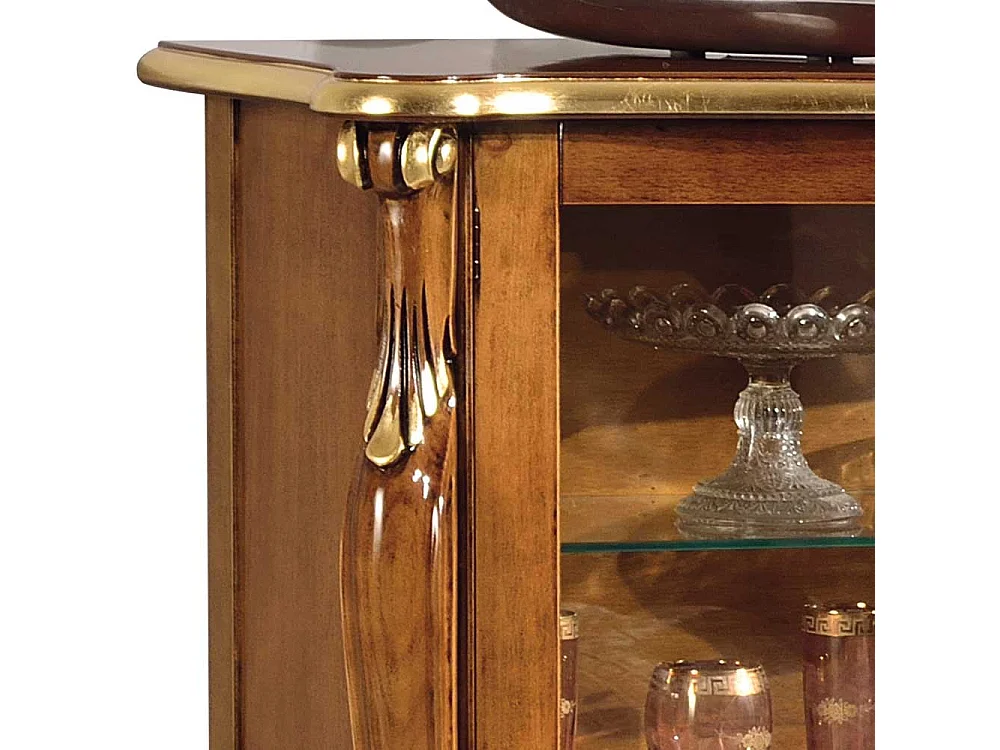 Kleiner Vitrinenschrank in Nussbaumfarben italienischen Design