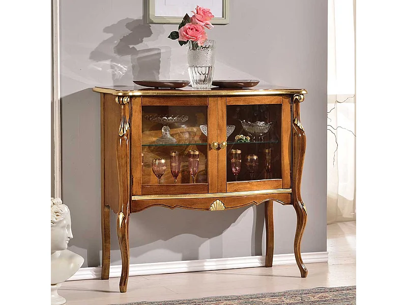 Kleiner Vitrinenschrank in Nussbaumfarben italienischen Design