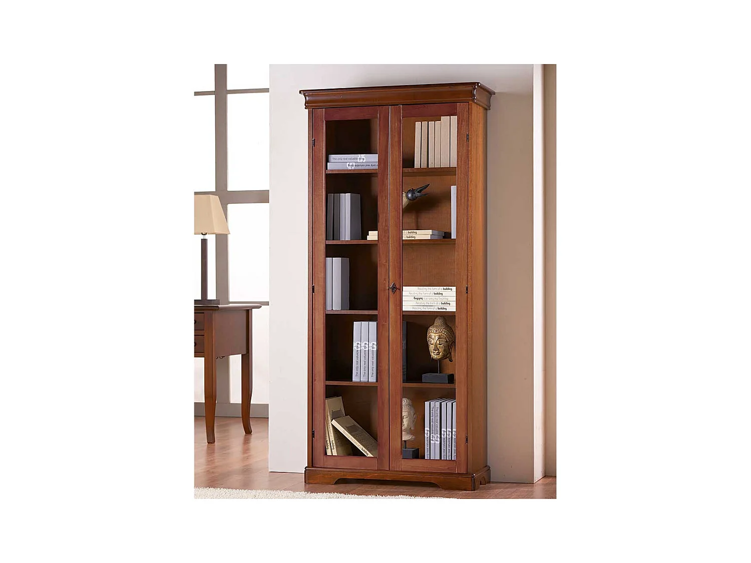 Vitrine Nussbaumfarben im klassischen Stil 179 cm hoch