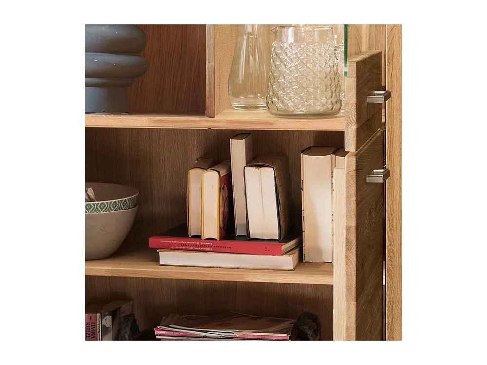 Highboard Vitrine Glastür rechts Wildeiche Massivholz