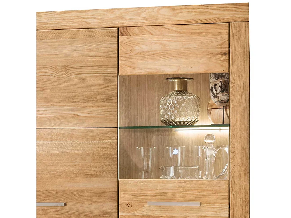 Highboard Vitrine Glastür rechts Wildeiche Massivholz