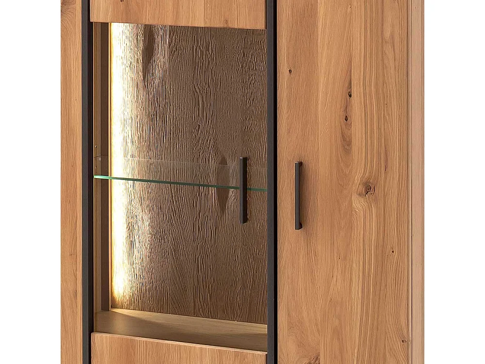 Wohnzimmer Vitrine mit Asteiche furniert 165 cm breit