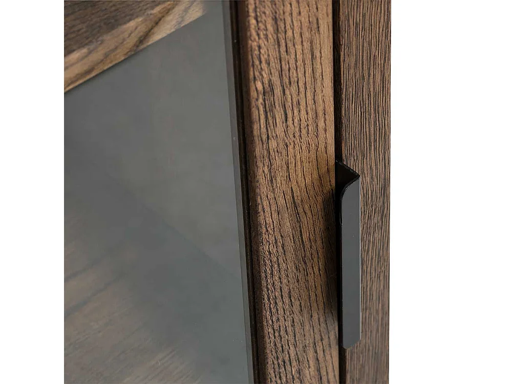 Wand Vitrine aus Eiche Massivholz Wengefarben