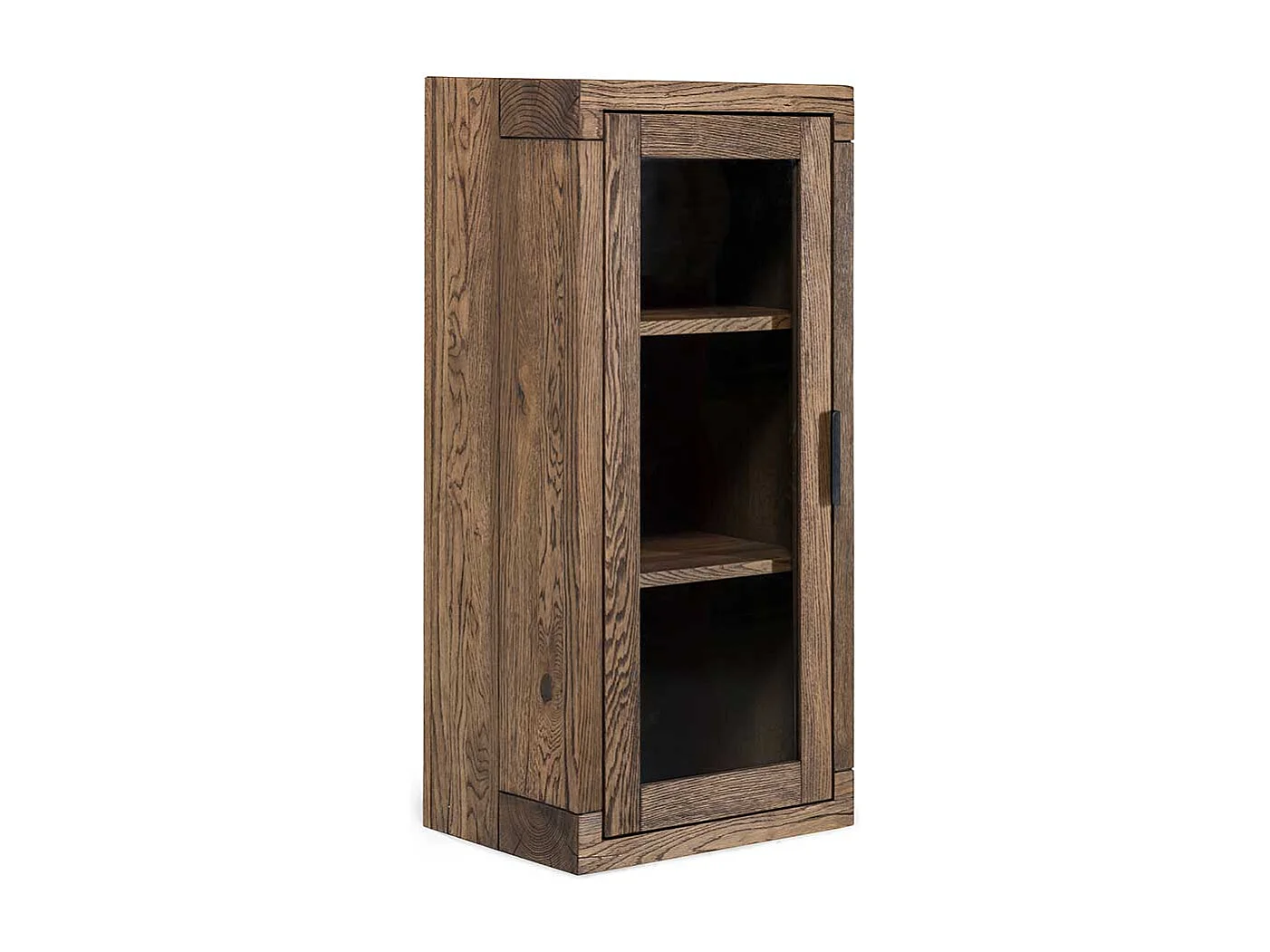 Wand Vitrine aus Eiche Massivholz Wengefarben