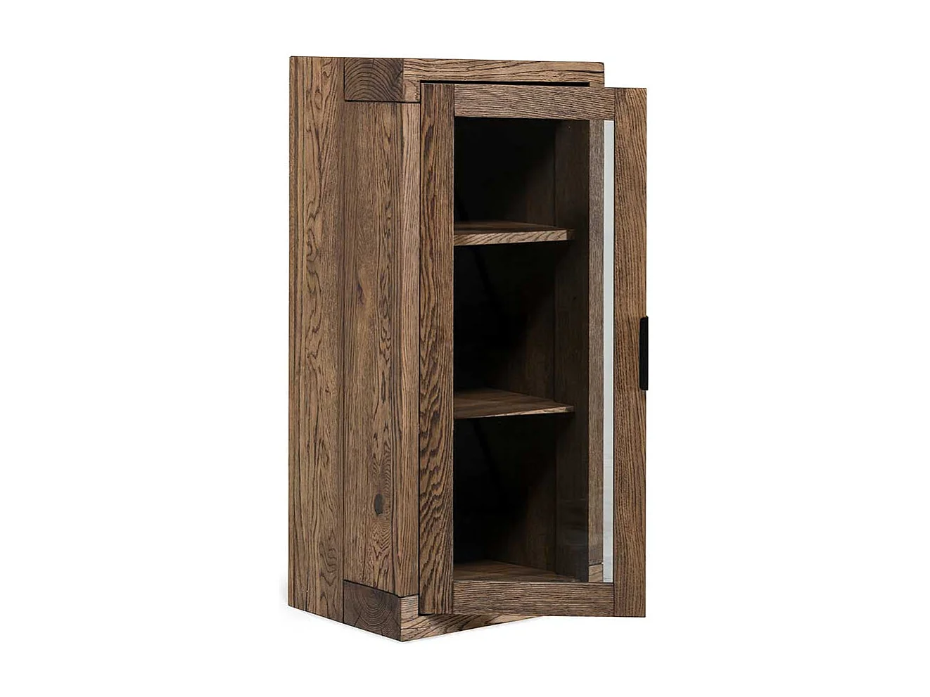 Wand Vitrine aus Eiche Massivholz Wengefarben