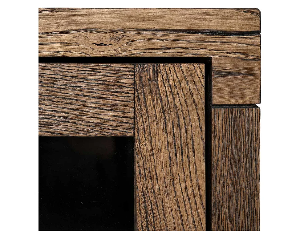 Wand Vitrine aus Eiche Massivholz Wengefarben