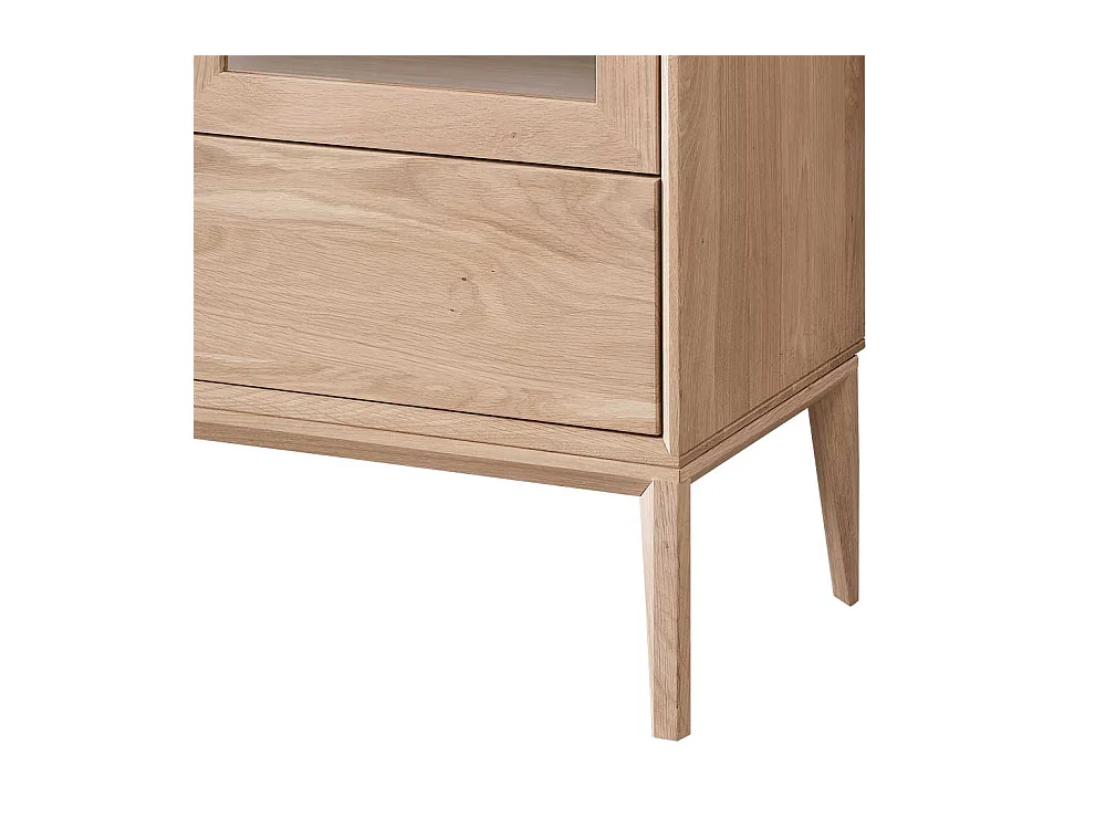 Esszimmer Highboard Vitrine im Skandi Design Wildeiche Massivholz Bianco