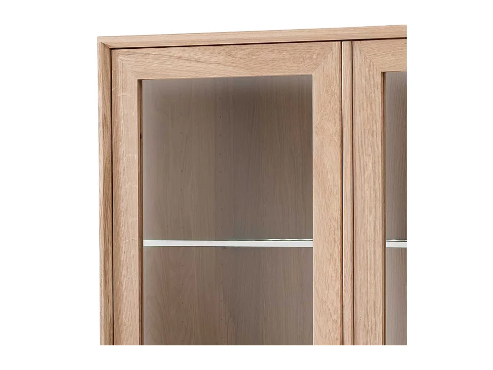 Esszimmer Highboard Vitrine im Skandi Design Wildeiche Massivholz Bianco
