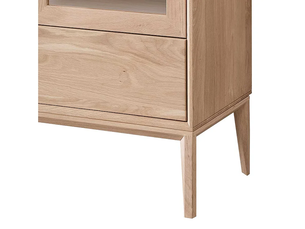 Esszimmer Highboard Vitrine im Skandi Design Wildeiche Massivholz Bianco
