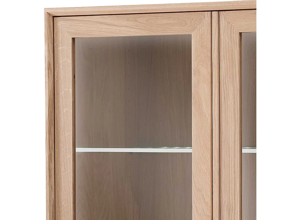 Esszimmer Highboard Vitrine im Skandi Design Wildeiche Massivholz Bianco