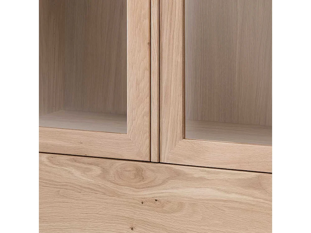 Esszimmer Highboard Vitrine im Skandi Design Wildeiche Massivholz Bianco