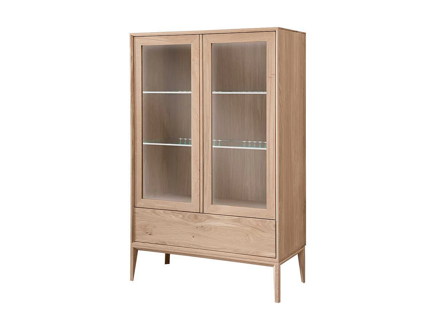 Esszimmer Highboard Vitrine im Skandi Design Wildeiche Massivholz Bianco