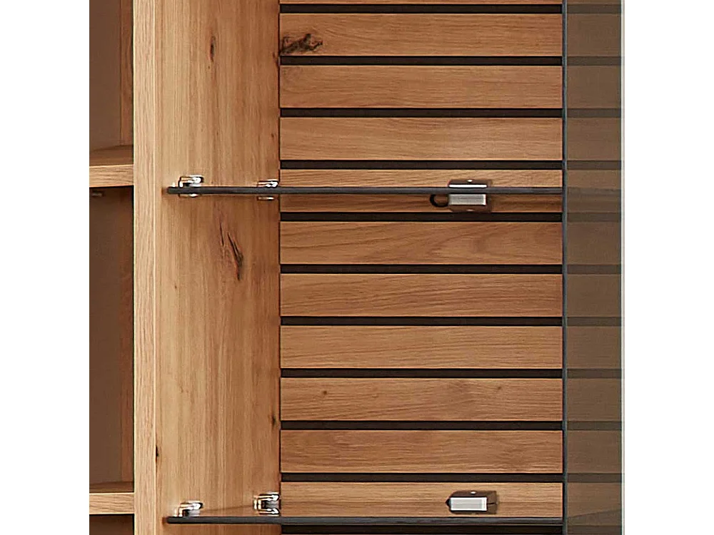 Wand Vitrine hängend in Wildeichefarben und Weiss 49 cm breit