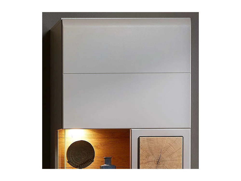 Wohnzimmer Vitrine in Grau und Eiche Optik 65 cm breit