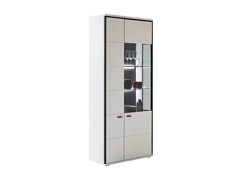 Esszimmer Vitrine weiss in modernem Design 199 cm hoch