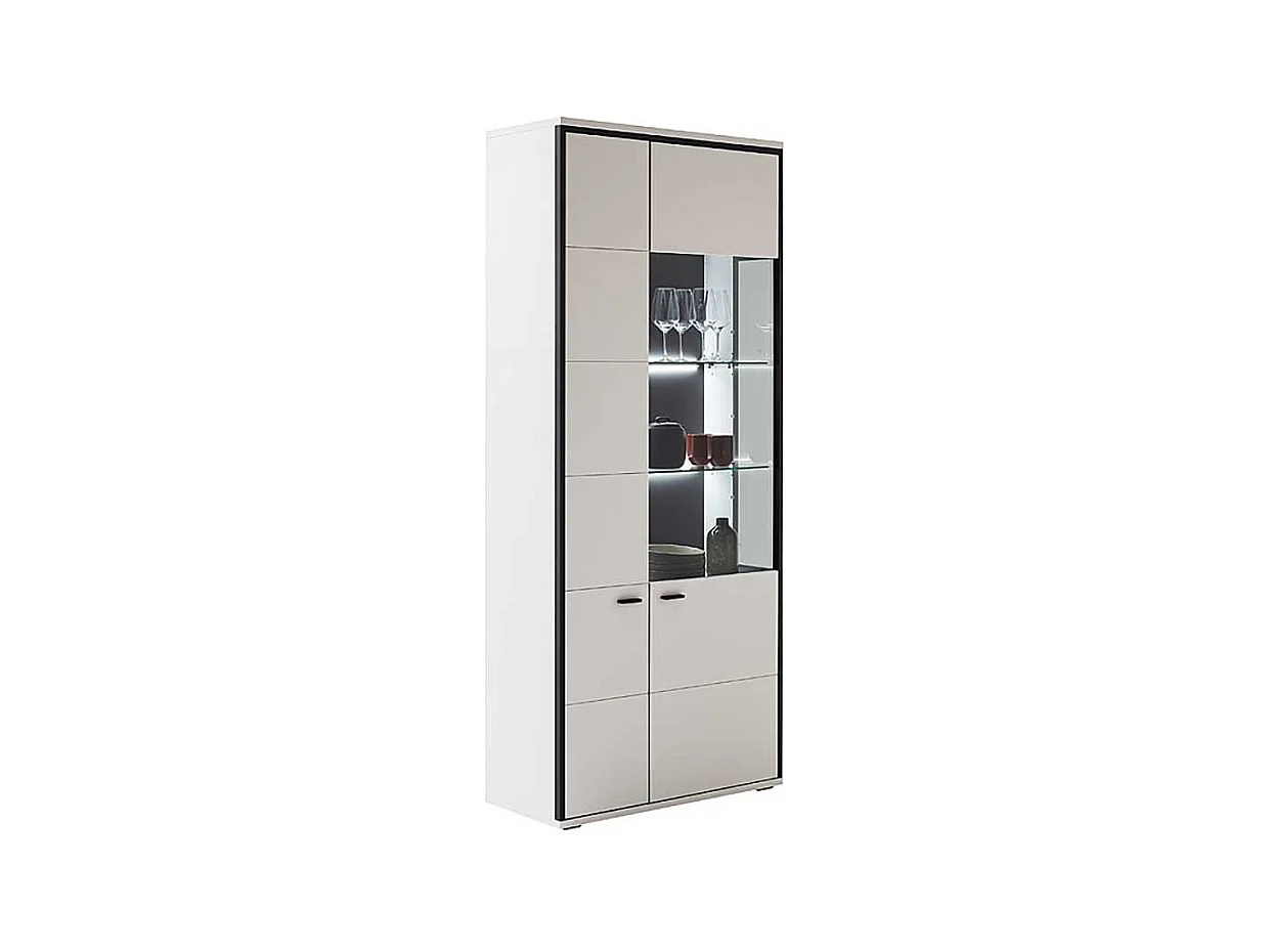 Esszimmer Vitrine weiss in modernem Design 199 cm hoch