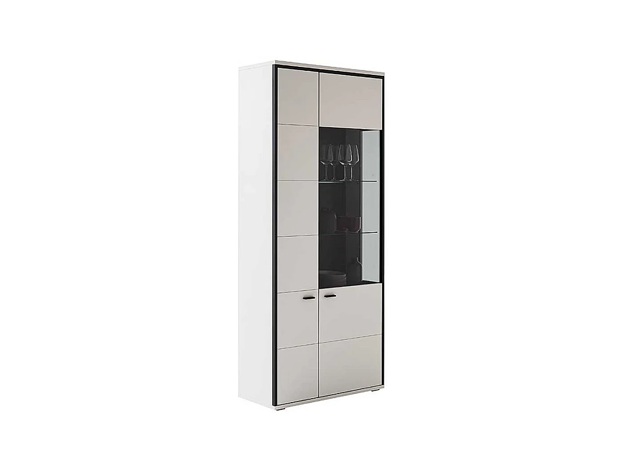 Esszimmer Vitrine weiss in modernem Design 199 cm hoch