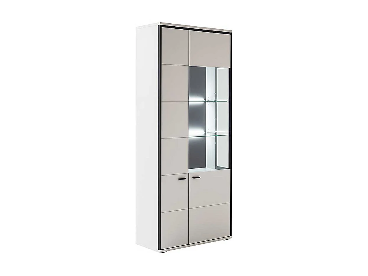 Esszimmer Vitrine weiss in modernem Design 199 cm hoch