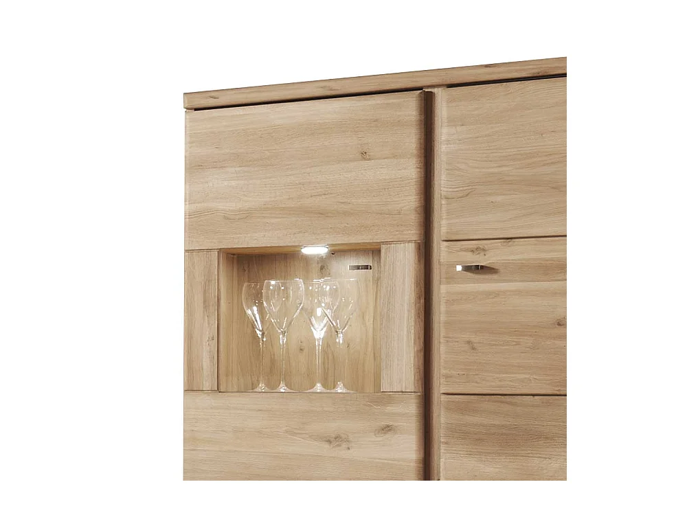 Vitrine mit LED Beleuchtung Wildeiche Bianco
