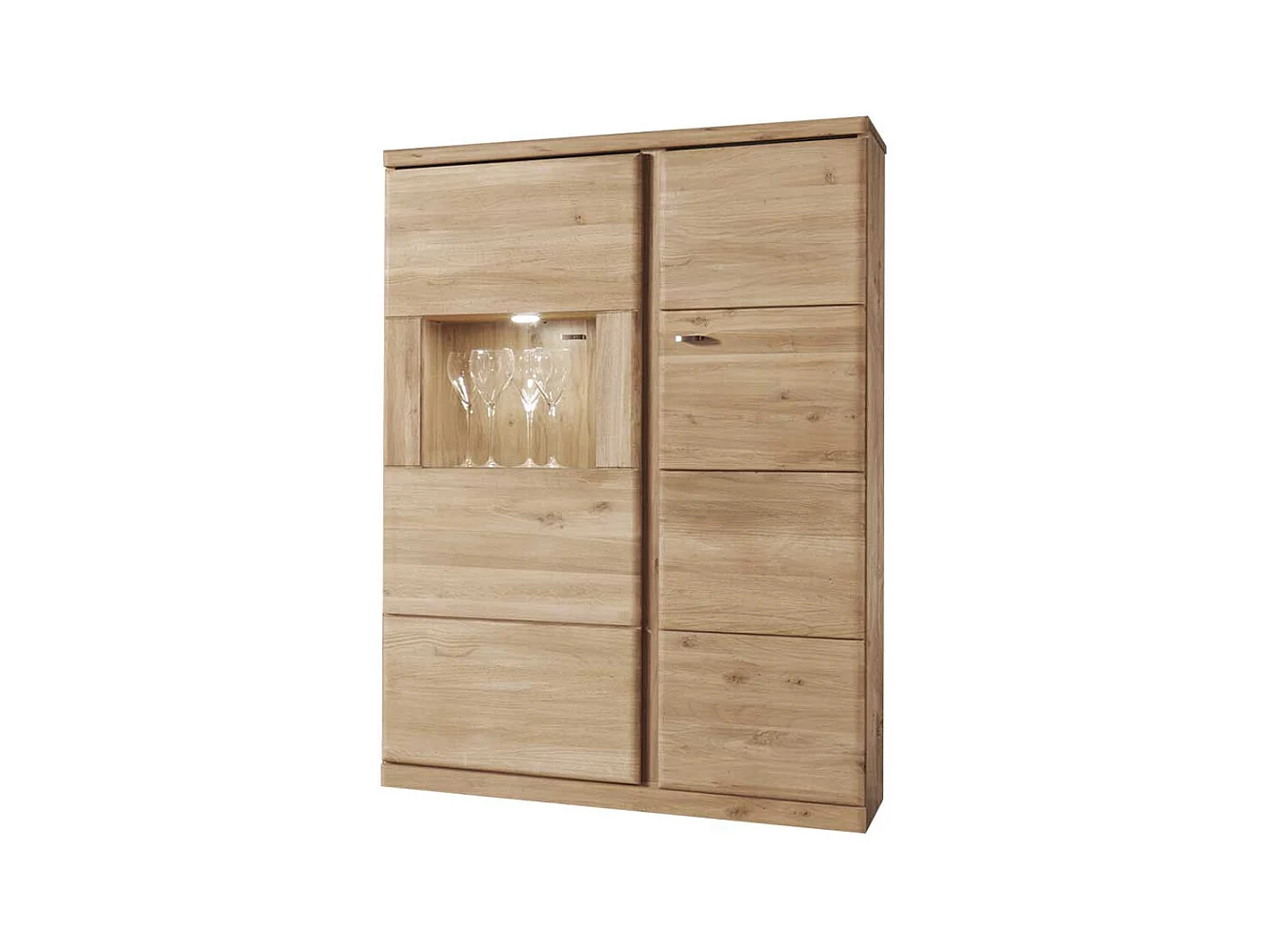 Vitrine mit LED Beleuchtung Wildeiche Bianco