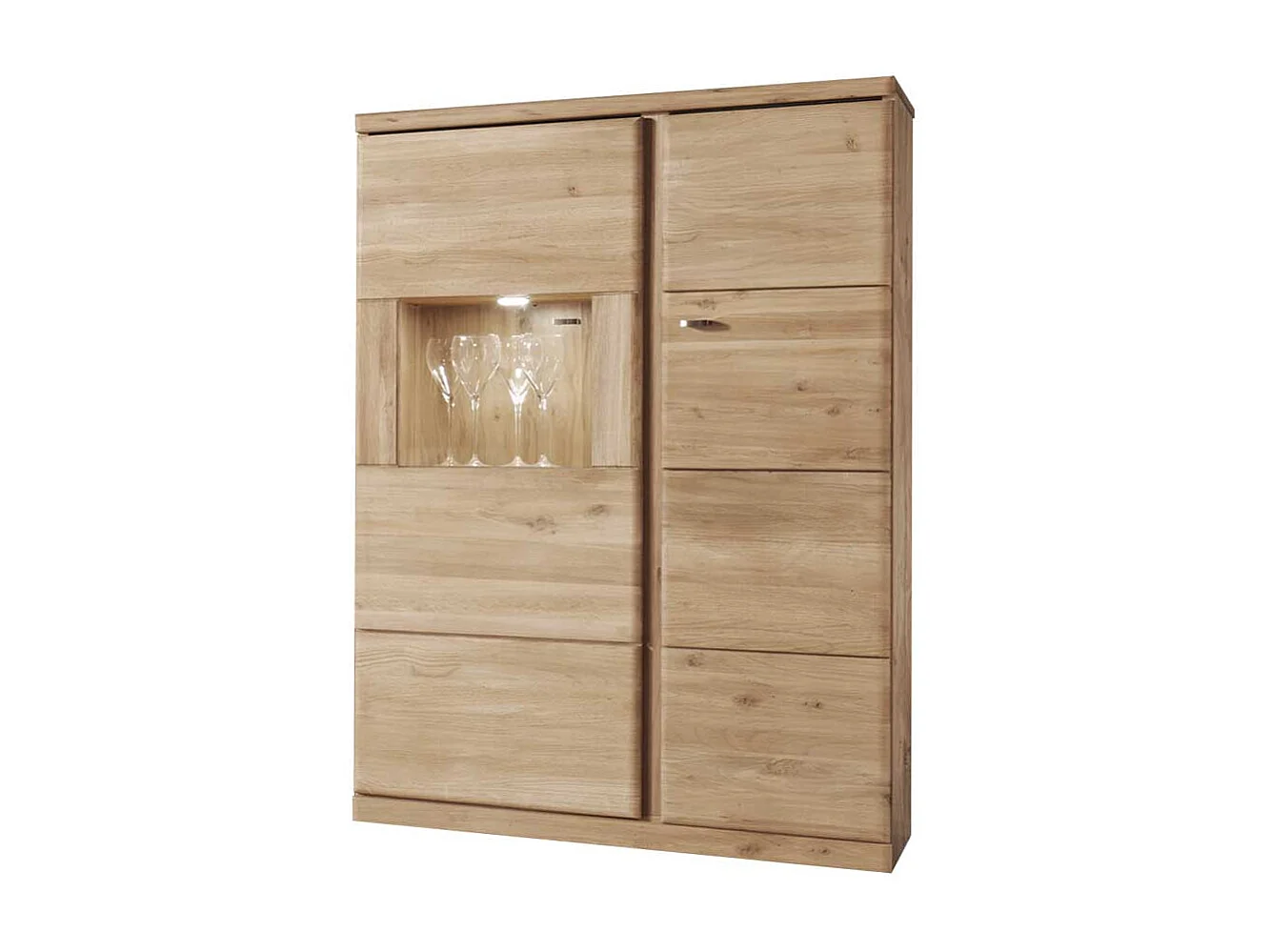 Vitrine mit LED Beleuchtung Wildeiche Bianco