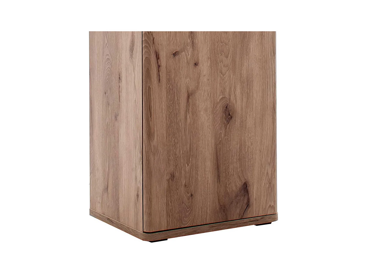 Hohe Schrank Vitrine in Wildeichefarben LED Beleuchtung