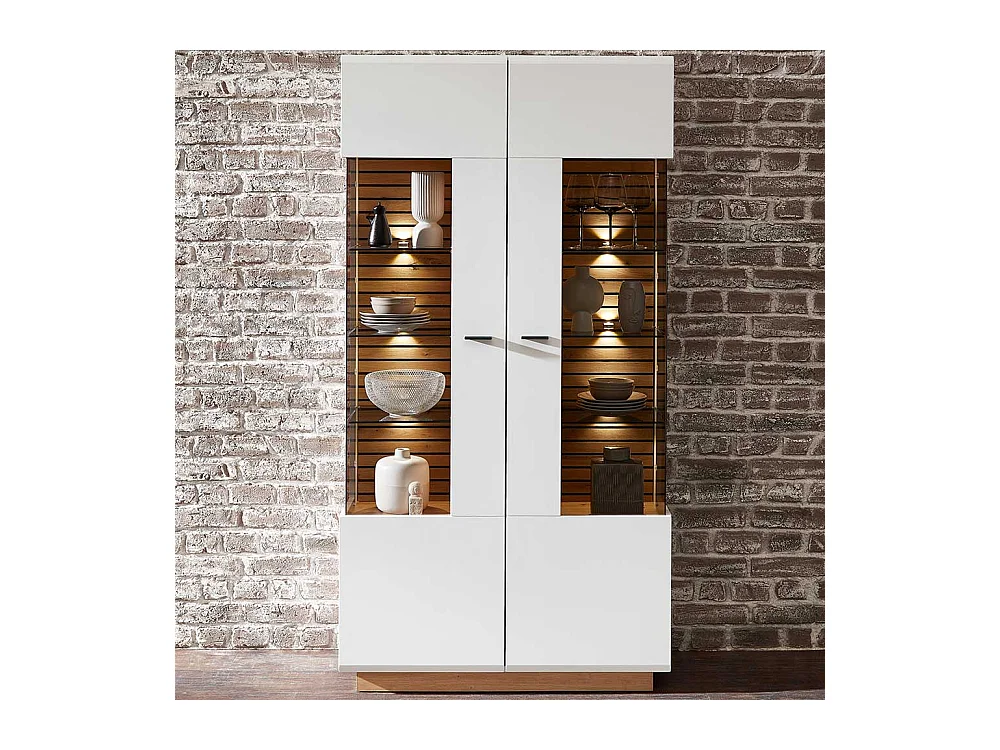 Esszimmer Vitrine zweifarbig in modernem Design 190 cm hoch