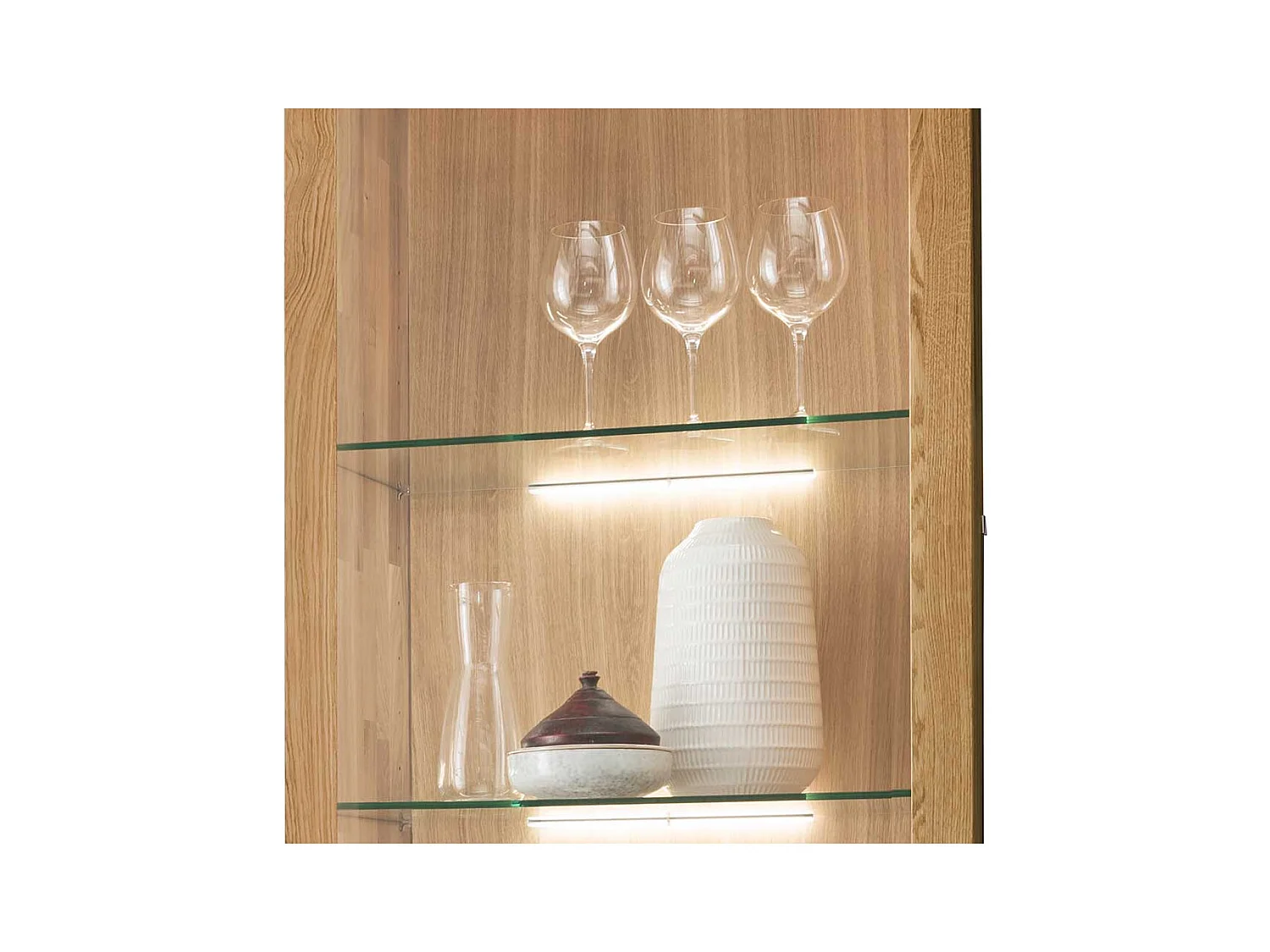 Wildeiche Vitrine in modernem Design 2 Türen mit Soft Close