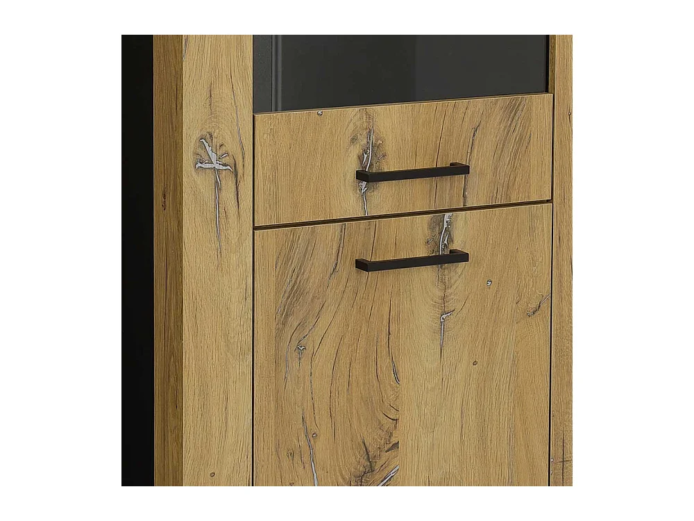 Vitrine für Wohnzimmer modern in Zinneichefarben Schwarz